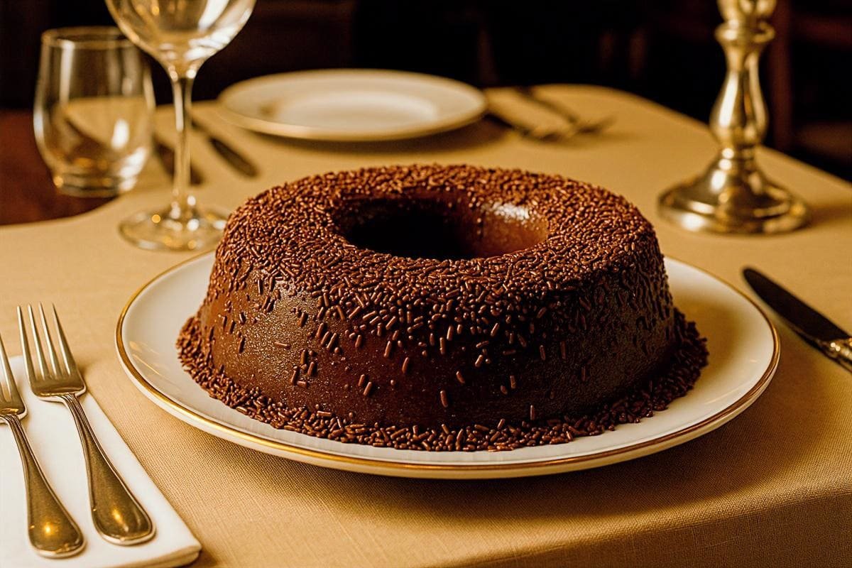 sobremesa brigadeirão clássico de chocolate cremoso com ganache escorrendo e raspas de chocolate belga