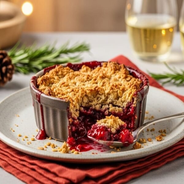 Crumble de Frutas Vermelhas com Aveia e Amêndoas — Sobremesa de Natal Irresistível