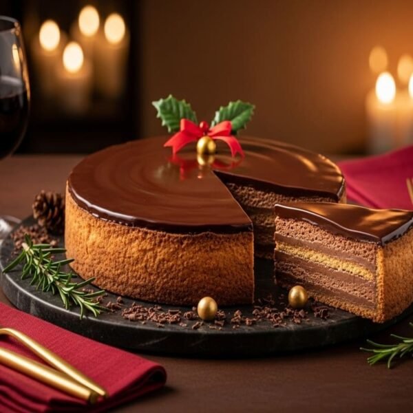 Torta Holandesa de Chocolate com Decoração Natalina — Sobremesa Gelada para a Ceia de Natal