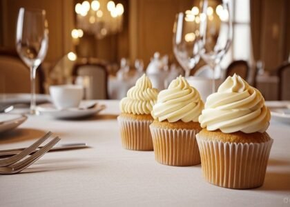Cupcakes de baunilha com cobertura buttercream — doces delicados e elegantes para festas