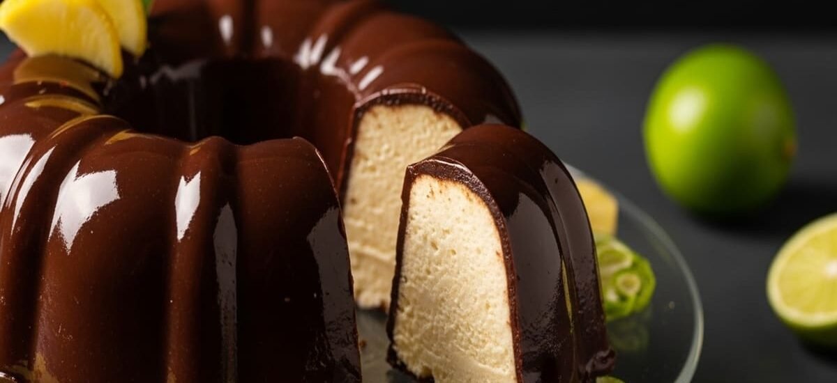 Pudim Corneto gelado com camadas cremosas e cobertura de merengue tostado