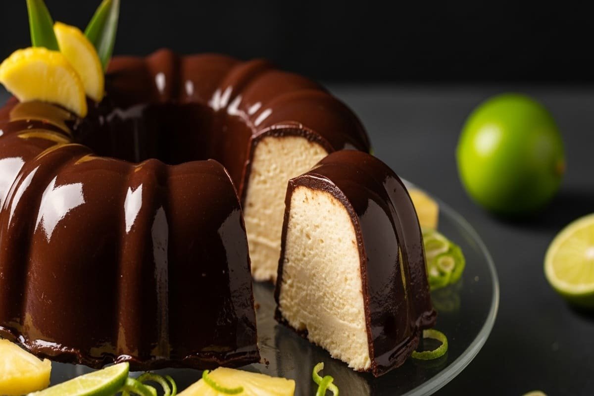 Pudim Corneto gelado com camadas cremosas e cobertura de merengue tostado